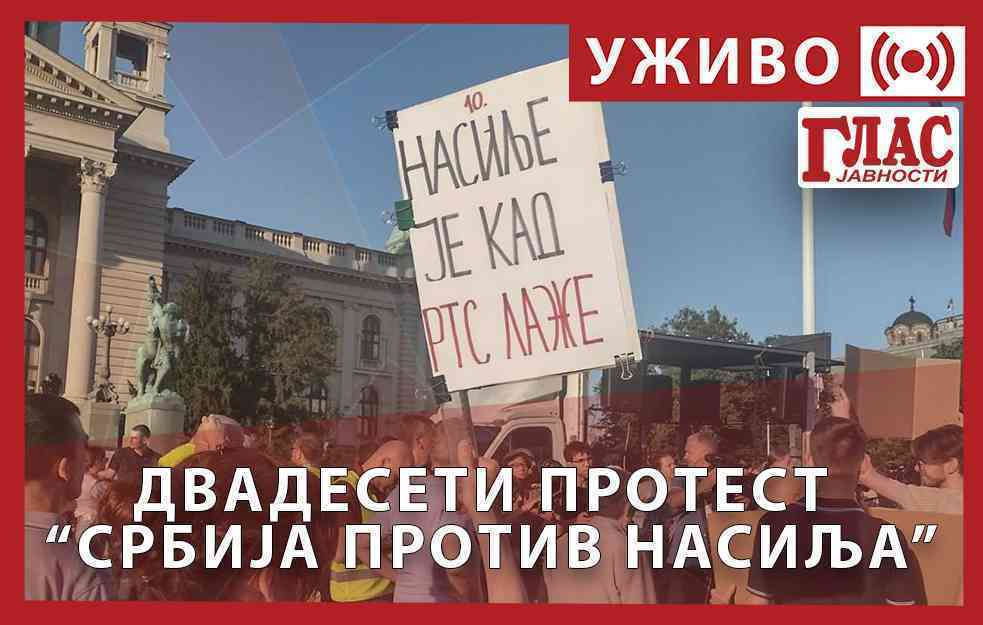 UŽIVO: DVADESETI PROTEST “SRBIJA PROTIV NASILJA” – na Drugi dnevnik do javnog medijskog servisa (VIDEO)